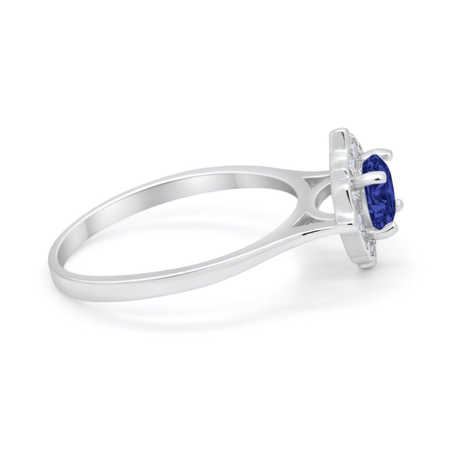 Halo Wedding Engagement Bridal Ring Art Deco Round Cubic Zirconia 925 Sterling Silver