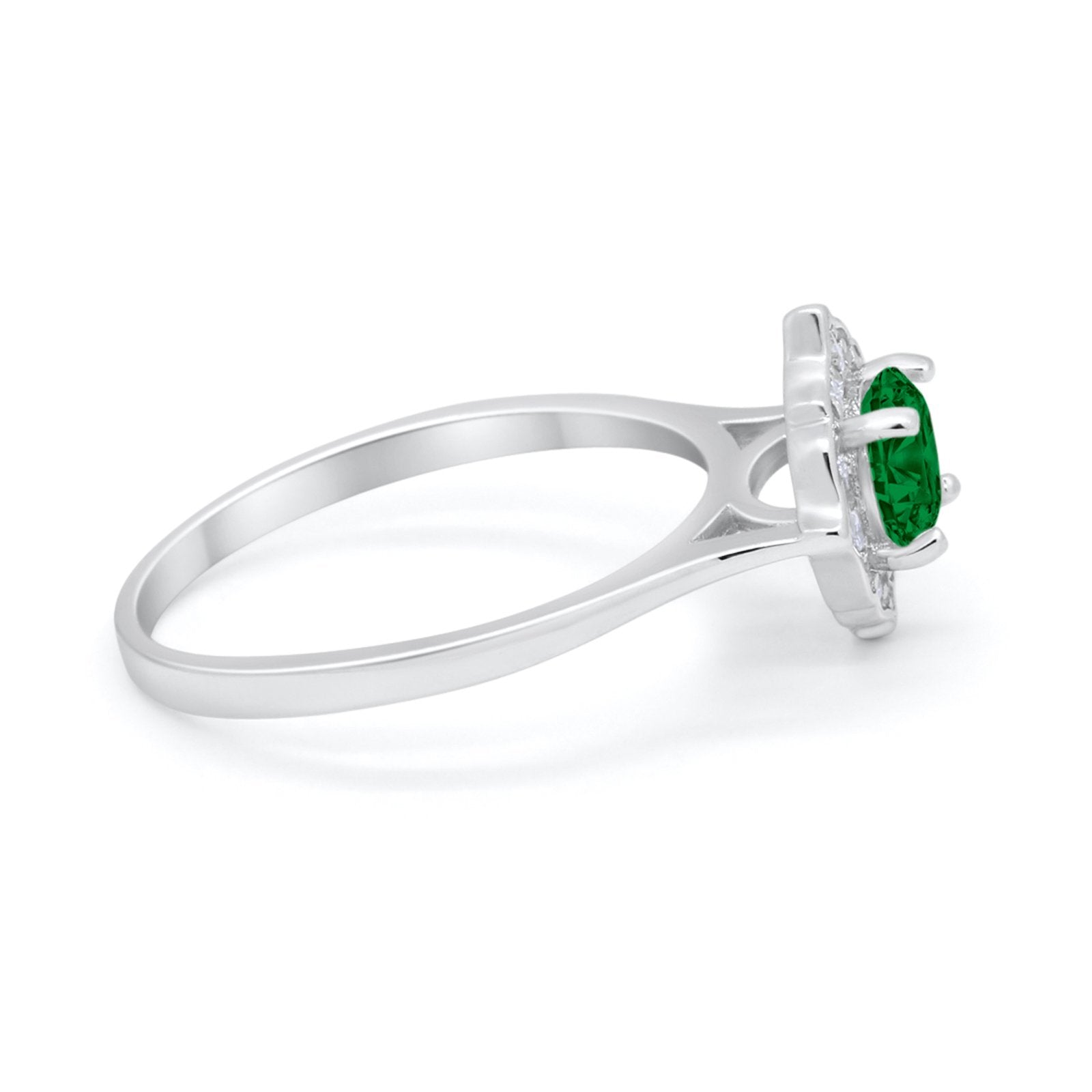 Halo Wedding Engagement Bridal Ring Art Deco Round Cubic Zirconia 925 Sterling Silver