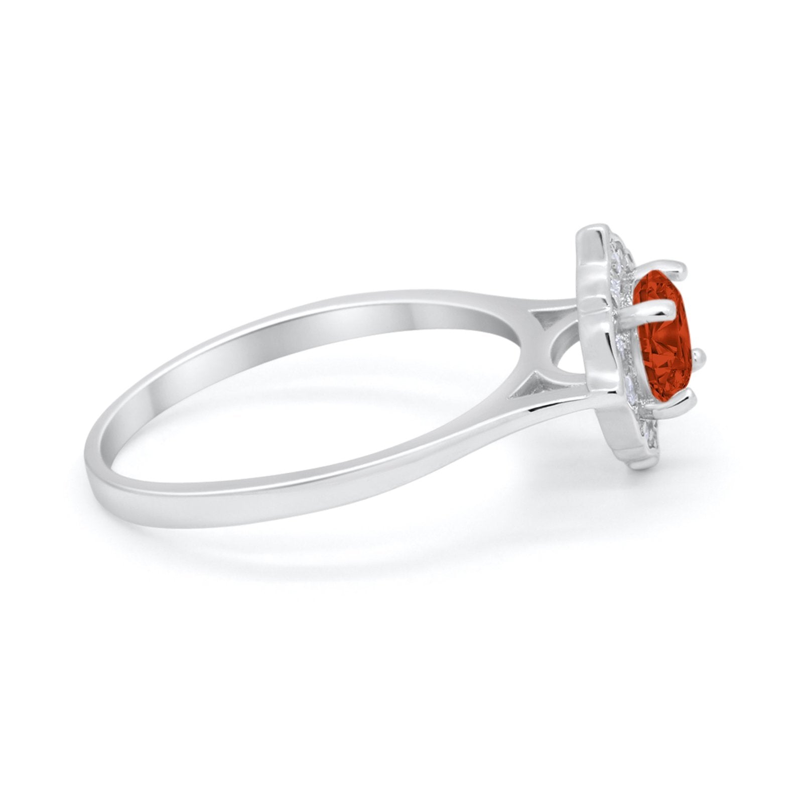 Halo Wedding Engagement Bridal Ring Art Deco Round Cubic Zirconia 925 Sterling Silver