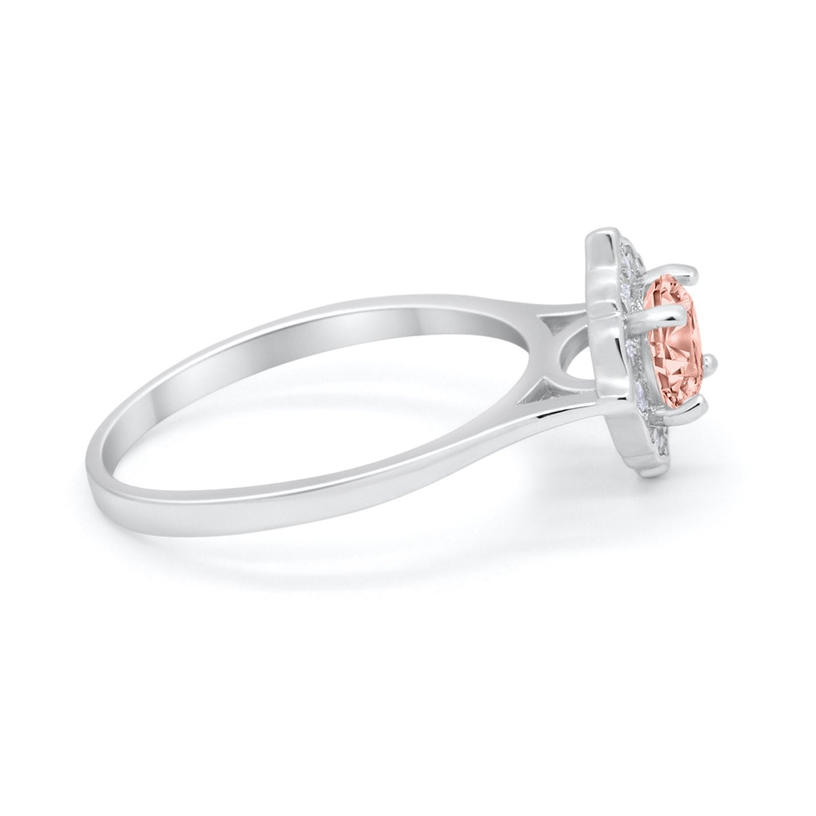Halo Wedding Engagement Bridal Ring Art Deco Round Cubic Zirconia 925 Sterling Silver