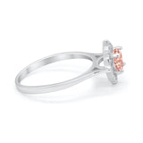 Halo Wedding Engagement Bridal Ring Art Deco Round Cubic Zirconia 925 Sterling Silver