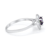 Halo Wedding Engagement Bridal Ring Art Deco Round Cubic Zirconia 925 Sterling Silver