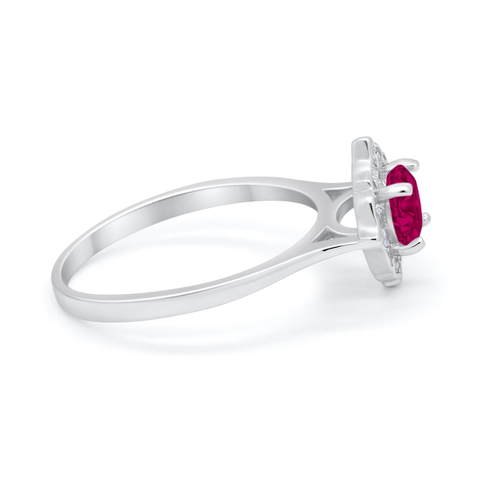 Halo Wedding Engagement Bridal Ring Art Deco Round Cubic Zirconia 925 Sterling Silver