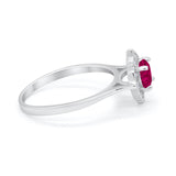 Halo Wedding Engagement Bridal Ring Art Deco Round Cubic Zirconia 925 Sterling Silver