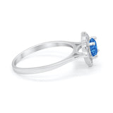 Halo Wedding Engagement Bridal Ring Art Deco Round Cubic Zirconia 925 Sterling Silver