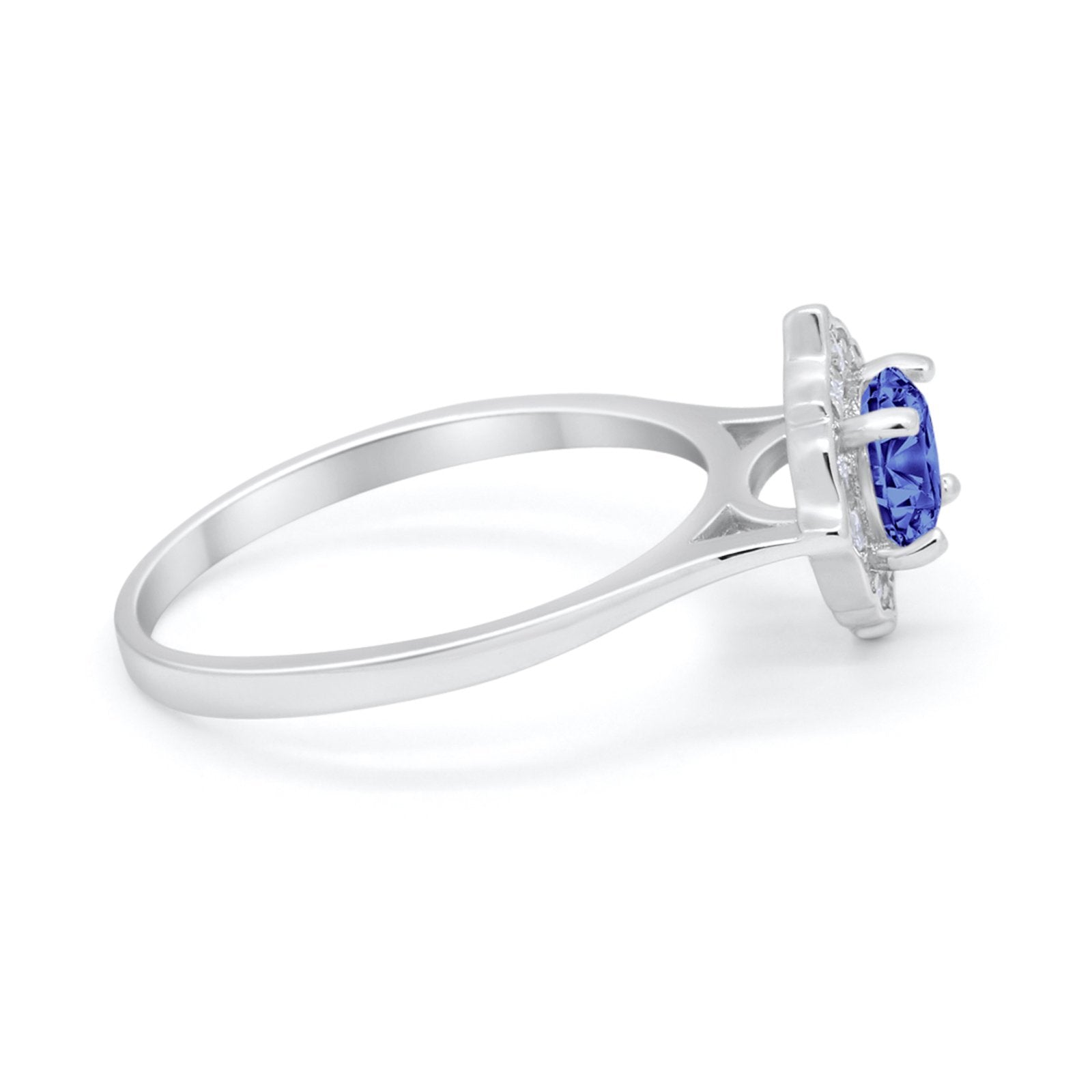 Halo Wedding Engagement Bridal Ring Art Deco Round Cubic Zirconia 925 Sterling Silver