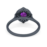 Halo Wedding Engagement Bridal Ring Art Deco Round Cubic Zirconia 925 Sterling Silver