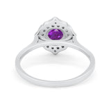 Halo Wedding Engagement Bridal Ring Art Deco Round Cubic Zirconia 925 Sterling Silver