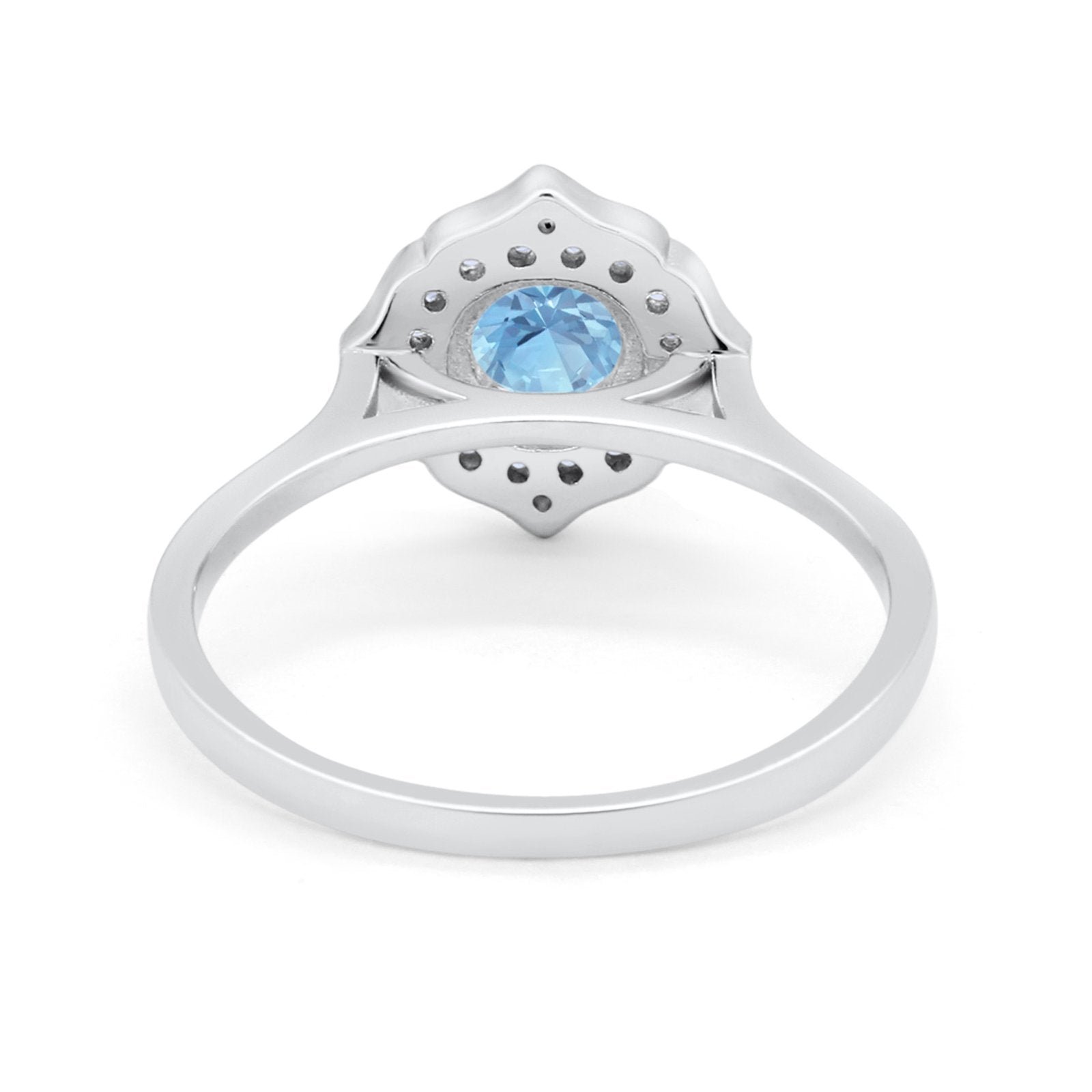 Halo Wedding Engagement Bridal Ring Art Deco Round Cubic Zirconia 925 Sterling Silver