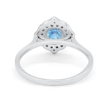 Halo Wedding Engagement Bridal Ring Art Deco Round Cubic Zirconia 925 Sterling Silver