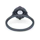 Halo Wedding Engagement Bridal Ring Art Deco Round Cubic Zirconia 925 Sterling Silver