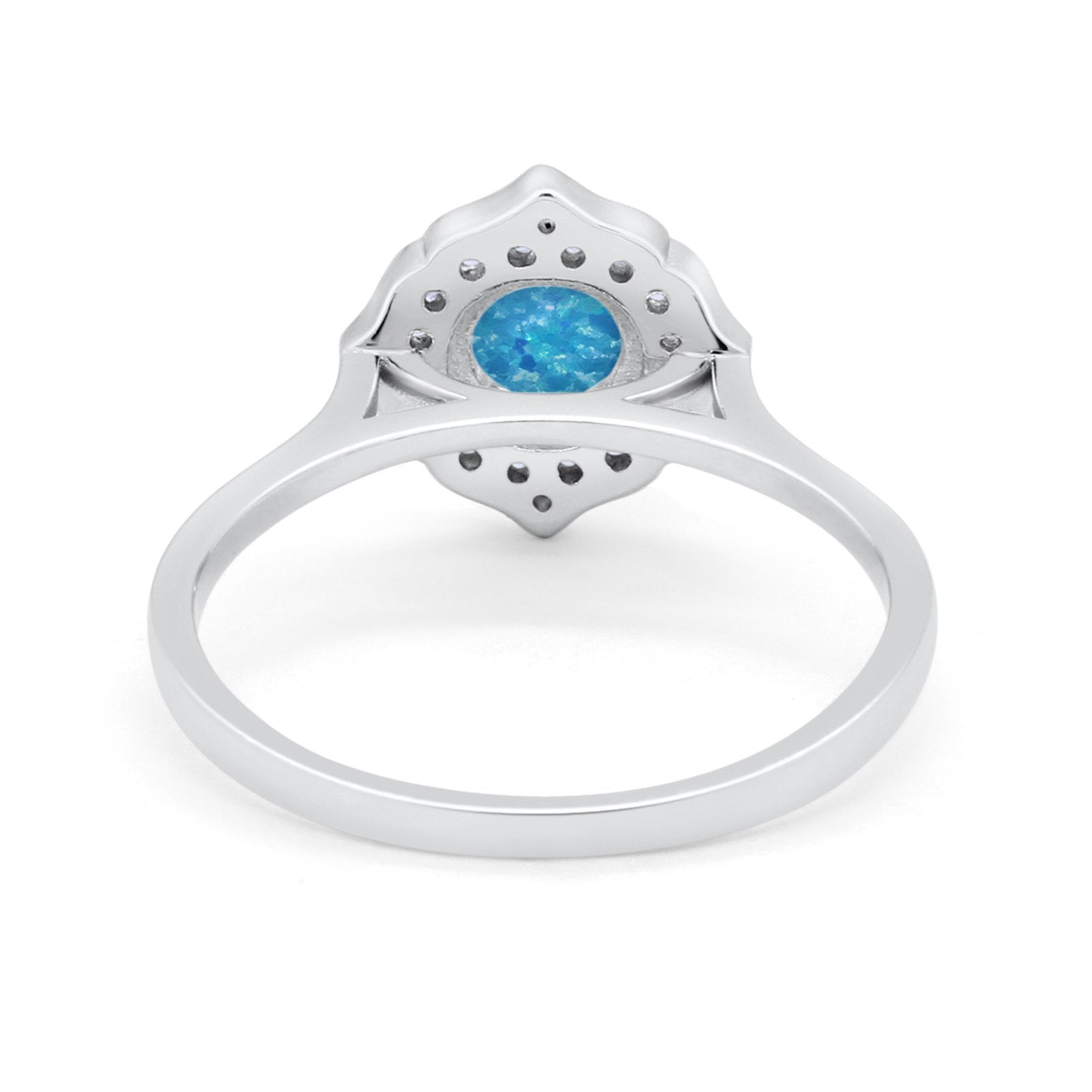 Halo Wedding Engagement Bridal Ring Art Deco Round Cubic Zirconia 925 Sterling Silver