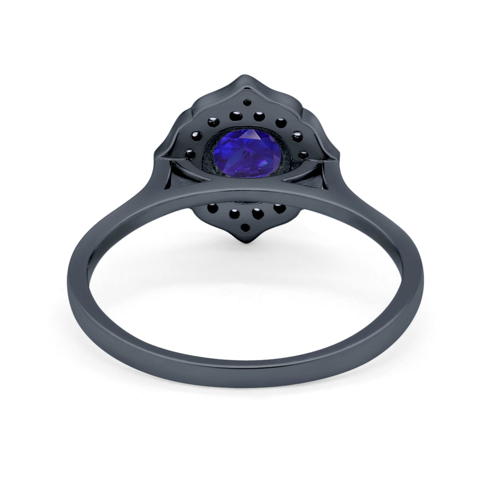 Halo Wedding Engagement Bridal Ring Art Deco Round Cubic Zirconia 925 Sterling Silver