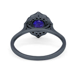 Halo Wedding Engagement Bridal Ring Art Deco Round Cubic Zirconia 925 Sterling Silver