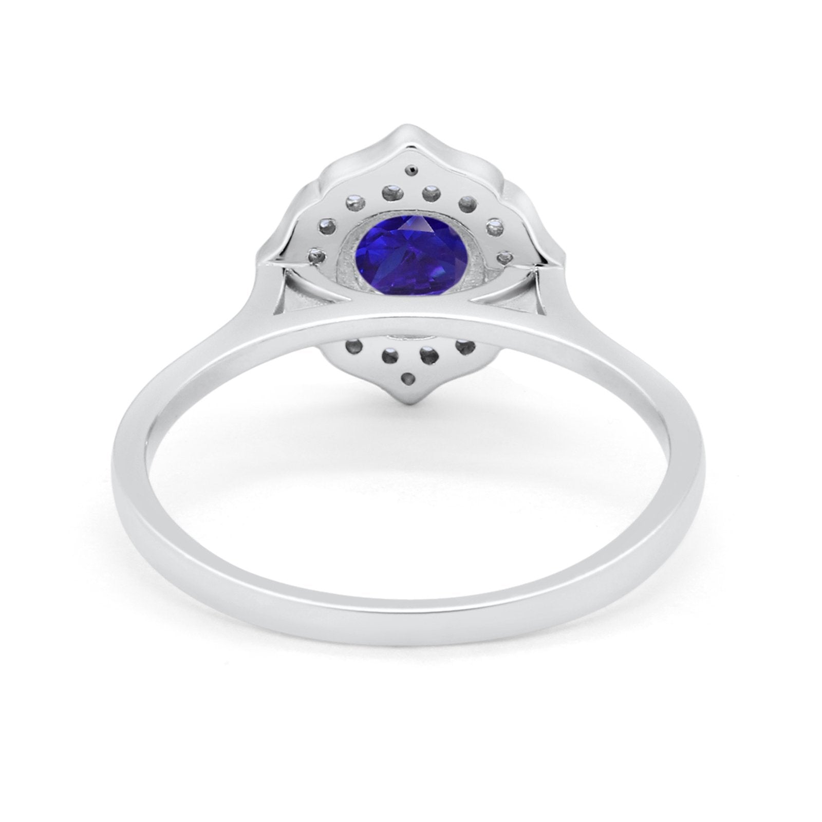 Halo Wedding Engagement Bridal Ring Art Deco Round Cubic Zirconia 925 Sterling Silver
