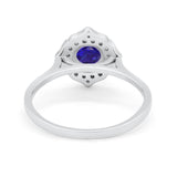 Halo Wedding Engagement Bridal Ring Art Deco Round Cubic Zirconia 925 Sterling Silver