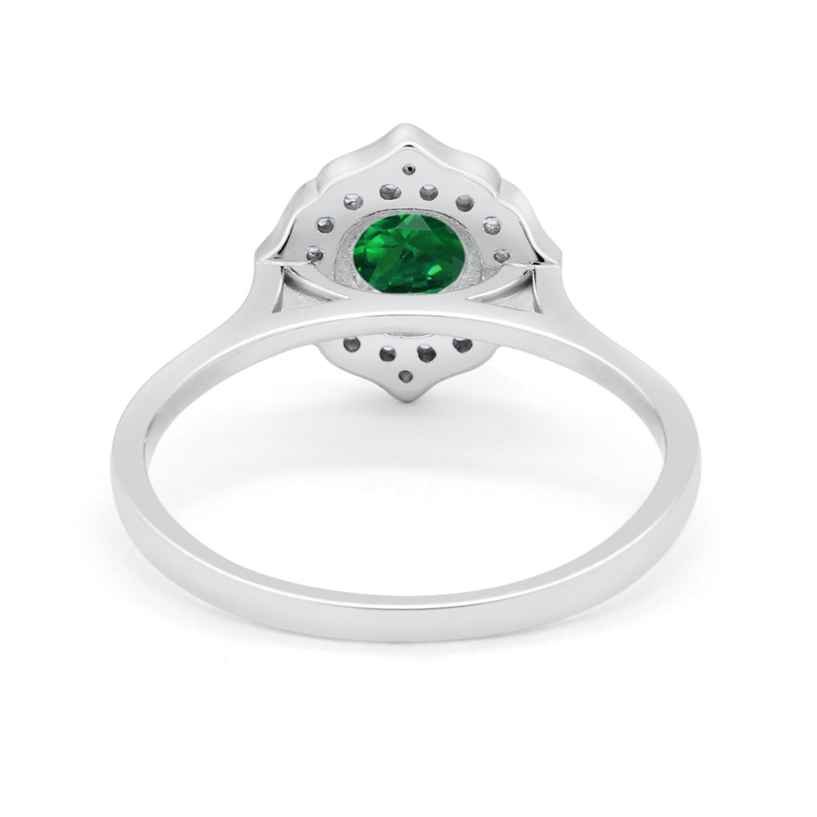 Halo Wedding Engagement Bridal Ring Art Deco Round Cubic Zirconia 925 Sterling Silver
