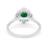 Halo Wedding Engagement Bridal Ring Art Deco Round Cubic Zirconia 925 Sterling Silver