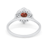 Halo Wedding Engagement Bridal Ring Art Deco Round Cubic Zirconia 925 Sterling Silver