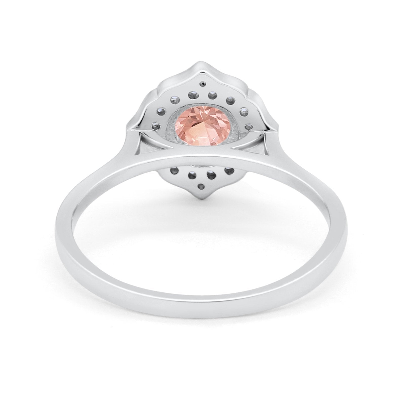 Halo Wedding Engagement Bridal Ring Art Deco Round Cubic Zirconia 925 Sterling Silver