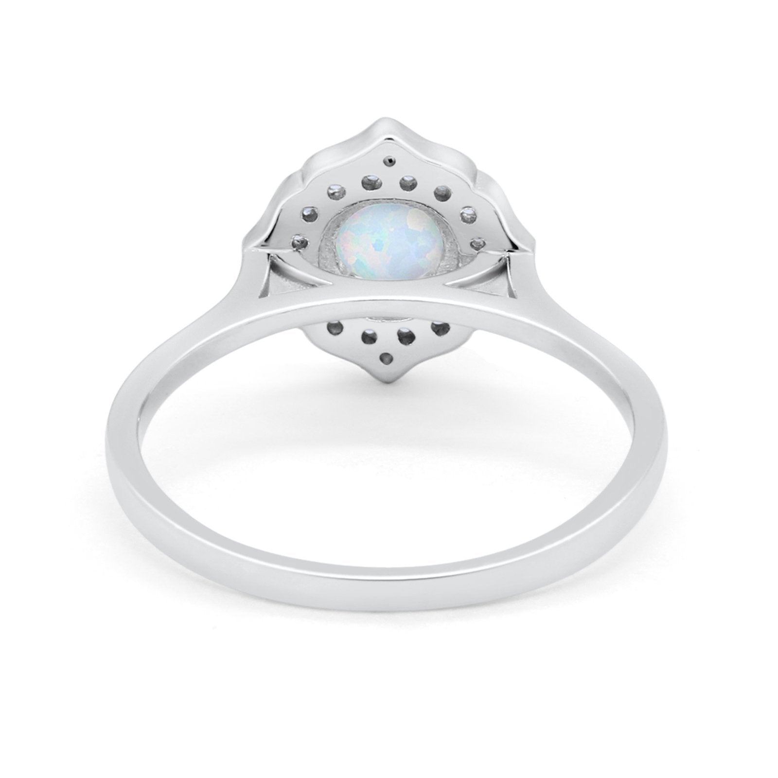Halo Wedding Engagement Bridal Ring Art Deco Round Cubic Zirconia 925 Sterling Silver