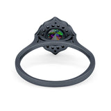 Halo Wedding Engagement Bridal Ring Art Deco Round Cubic Zirconia 925 Sterling Silver