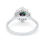 Halo Wedding Engagement Bridal Ring Art Deco Round Cubic Zirconia 925 Sterling Silver