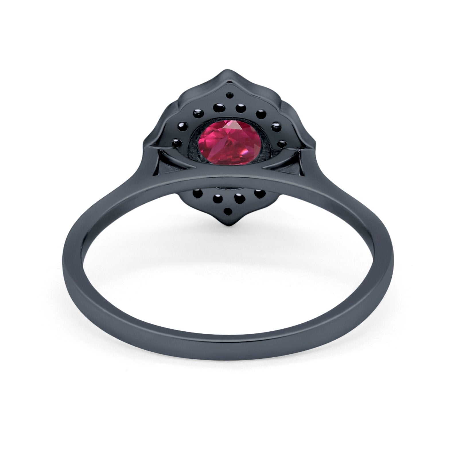 Halo Wedding Engagement Bridal Ring Art Deco Round Cubic Zirconia 925 Sterling Silver