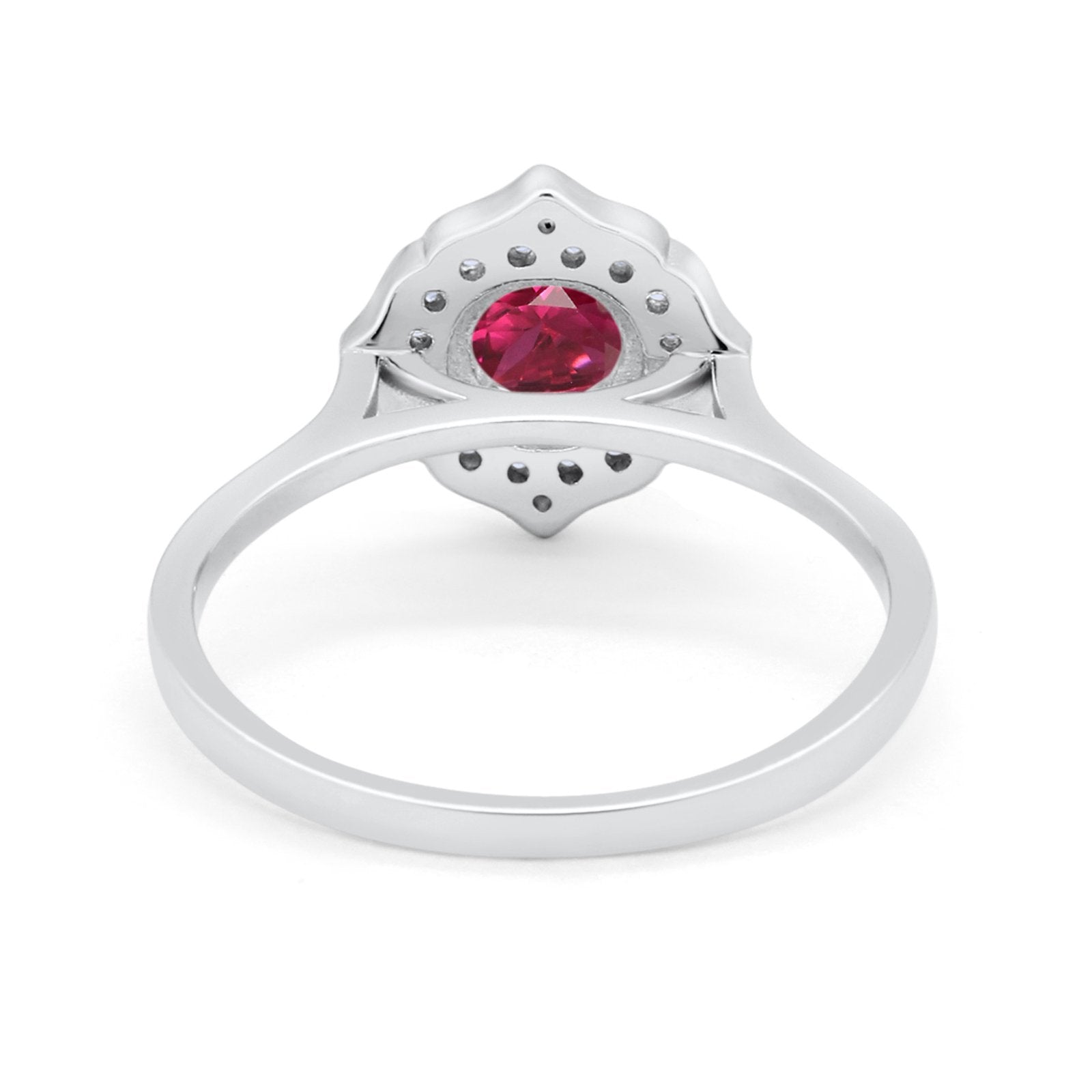 Halo Wedding Engagement Bridal Ring Art Deco Round Cubic Zirconia 925 Sterling Silver