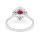 Halo Wedding Engagement Bridal Ring Art Deco Round Cubic Zirconia 925 Sterling Silver
