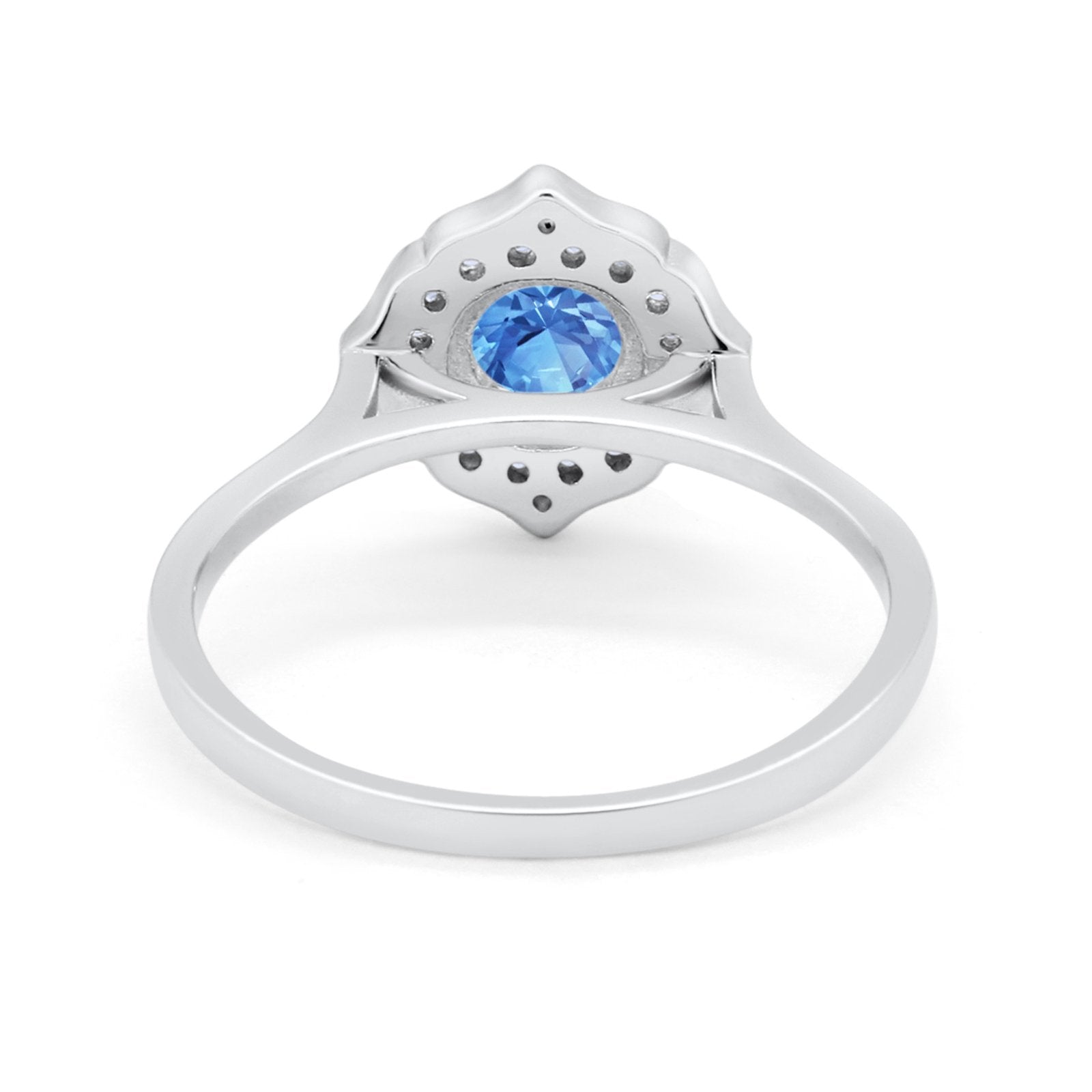 Halo Wedding Engagement Bridal Ring Art Deco Round Cubic Zirconia 925 Sterling Silver