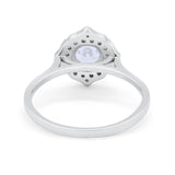 Halo Wedding Engagement Bridal Ring Art Deco Round Cubic Zirconia 925 Sterling Silver