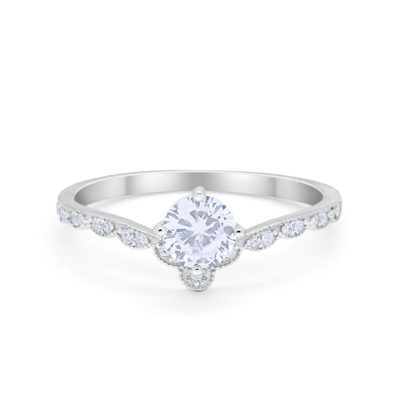 Art Deco Chevron Midi V Ring Simulated Cubic Zirconia 925 Sterling Silver