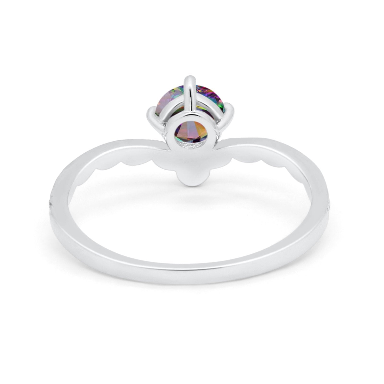 Art Deco Chevron Midi V Ring Simulated Cubic Zirconia 925 Sterling Silver