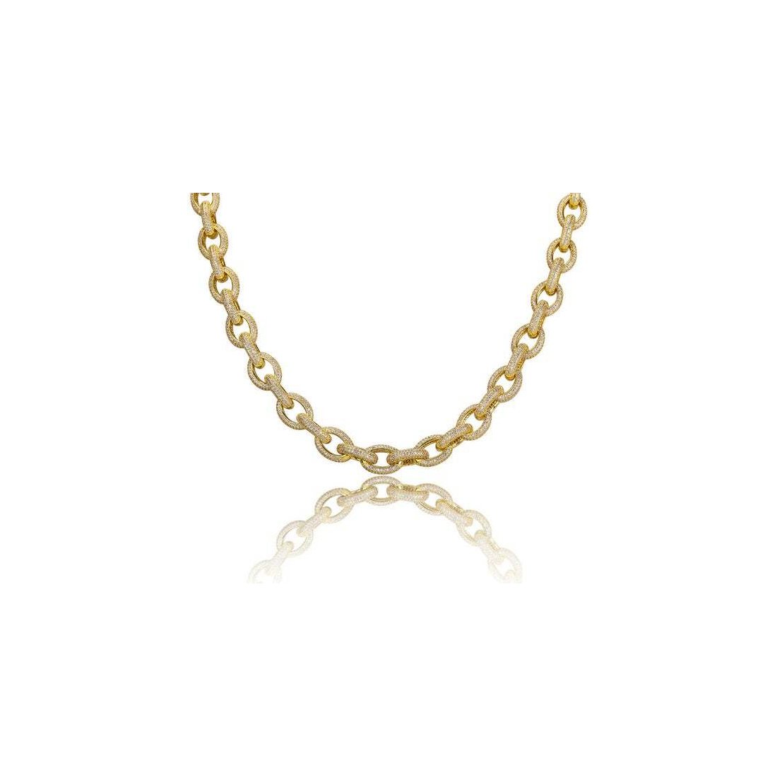 10mm Circle Link Micro Pave .925 Sterling Silver Chain 26"