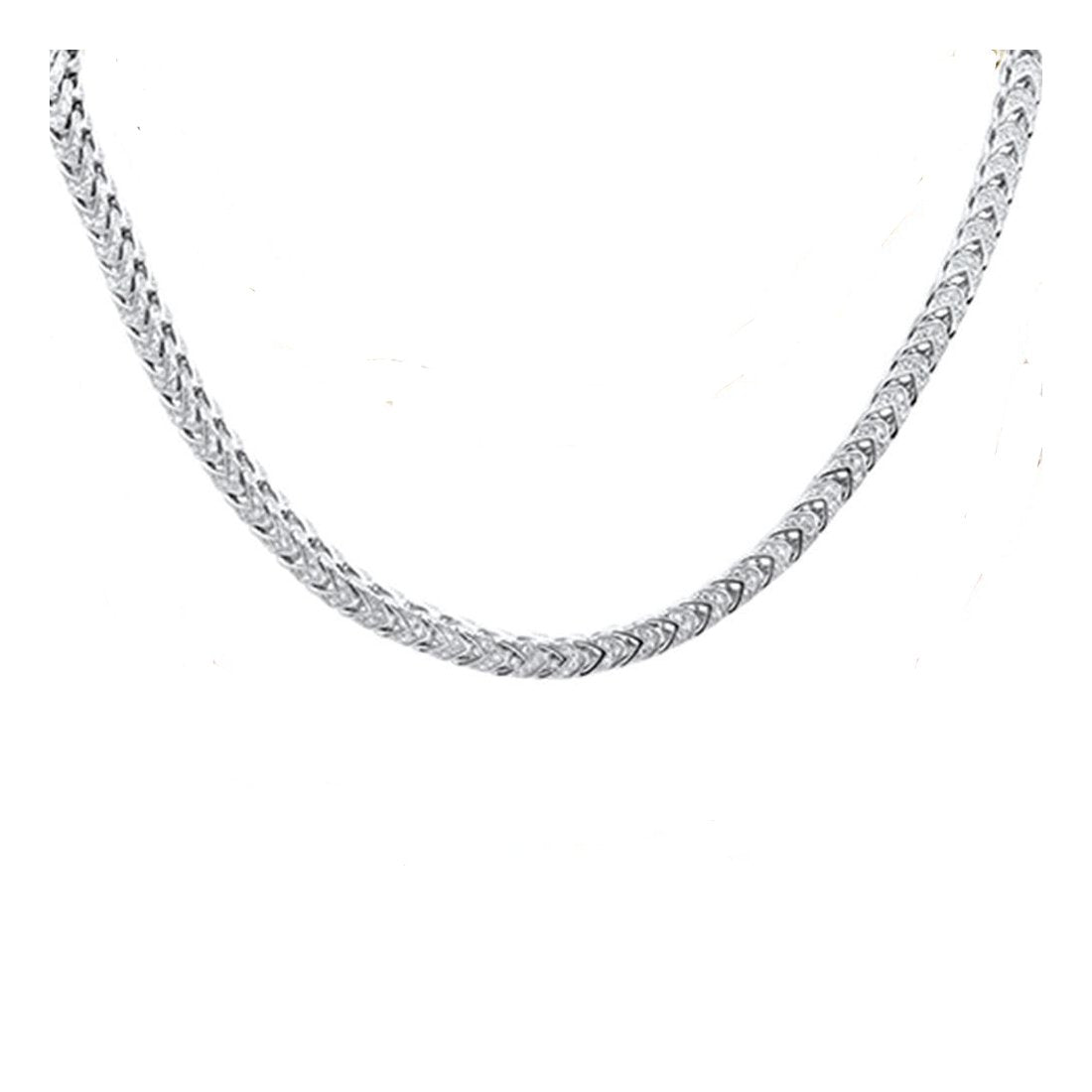 Micro Pave Franco Link Chain .925 Sterling Silver Chain 26"
