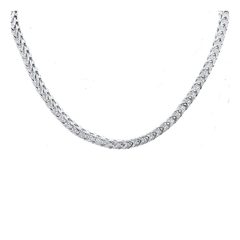 Micro Pave Franco Link Chain .925 Sterling Silver Chain 26"