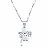 Clover Leaf Necklace Round Simulated Cubic Zirconia 925 Sterling Silver