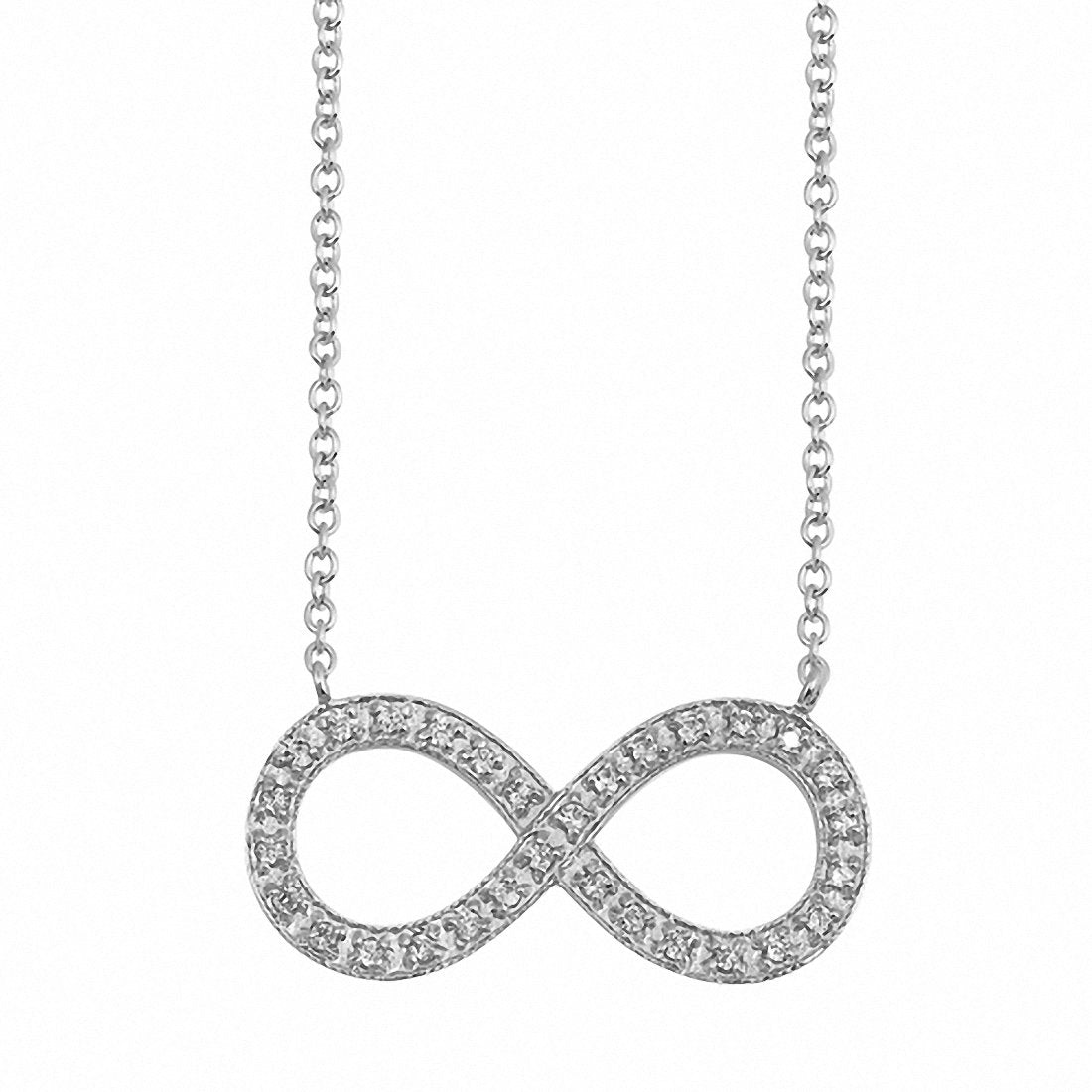 Infinity Necklace Round Simulated Cubic Zirconia 925 Sterling Silver