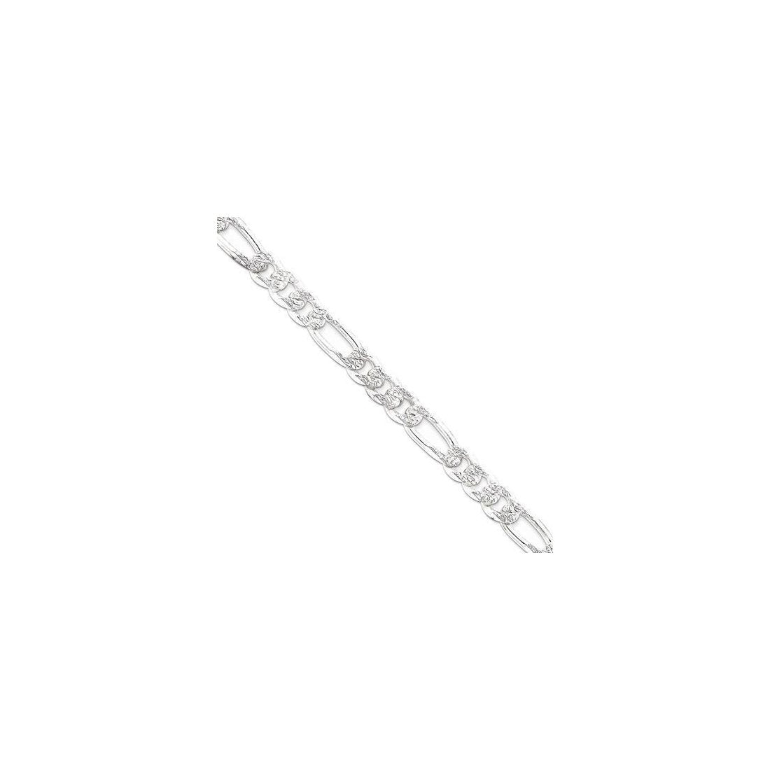 4MM 100 Figaro Pave Link Chain .925 Sterling Silver  Sizes "8-30" Inches