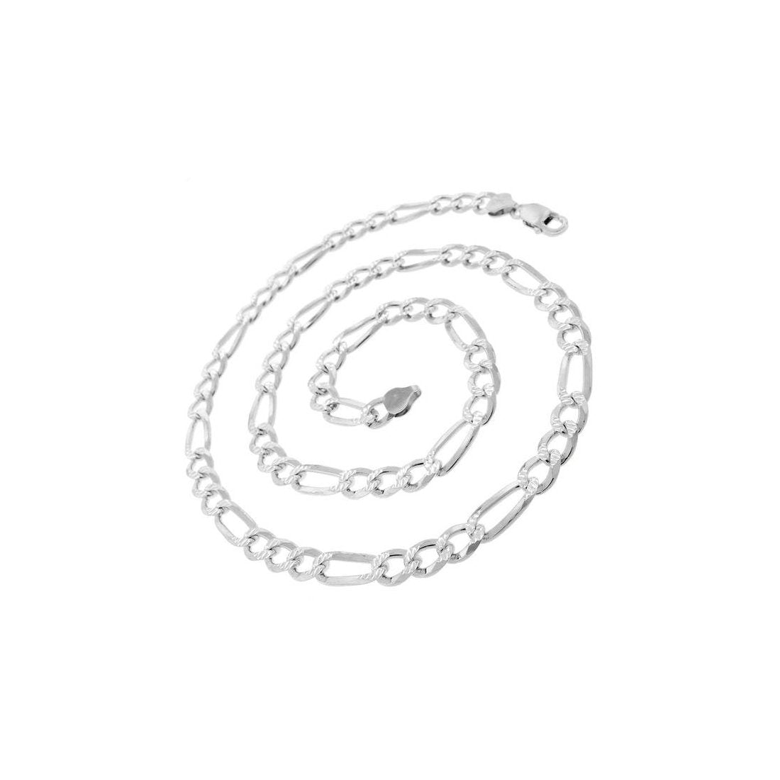 4MM 100 Figaro Pave Link Chain .925 Sterling Silver  Sizes "8-30" Inches