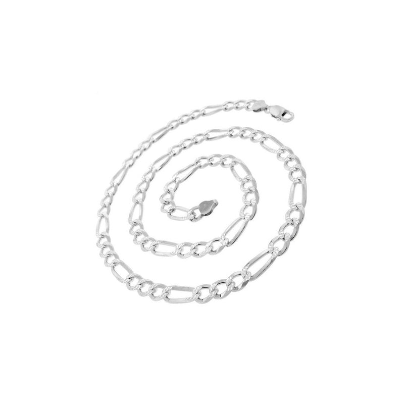 10MM 250 Figaro Pave Link Chain .925 Sterling Silver  Sizes "8-28" Inches
