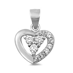 Petite Heart Pendant Charm Round Cubic Zirconia 925 Sterling Silver Choose Color