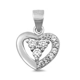 Petite Heart Pendant Charm Round Cubic Zirconia 925 Sterling Silver Choose Color