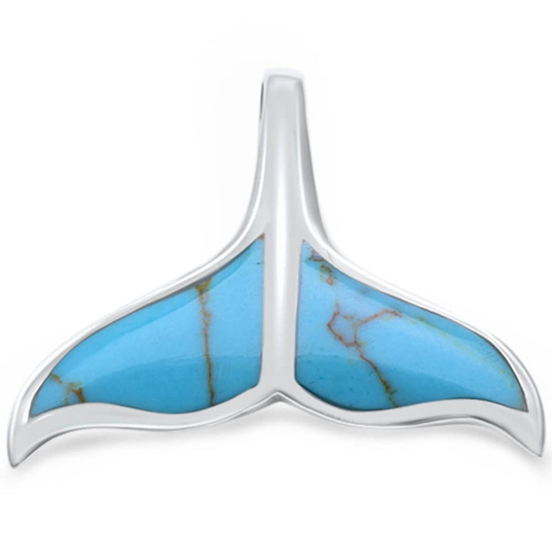 Fishy Whale Tail Pendant 925 Sterling Silver Choose Color Whale Tail Charm - Blue Apple Jewelry