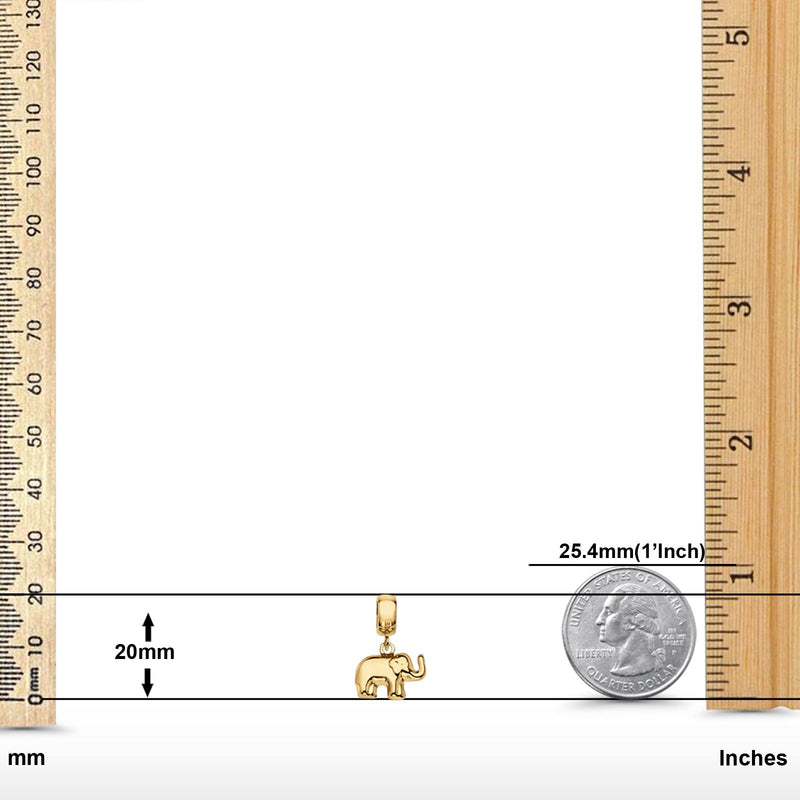 Real Elephant Charm Pendant 14K Yellow Gold 17mmX11mm 1gm