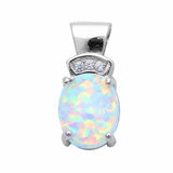 Oval Pendant Round Cubic Zirconia Accent 925 Sterling Silver Choose Color