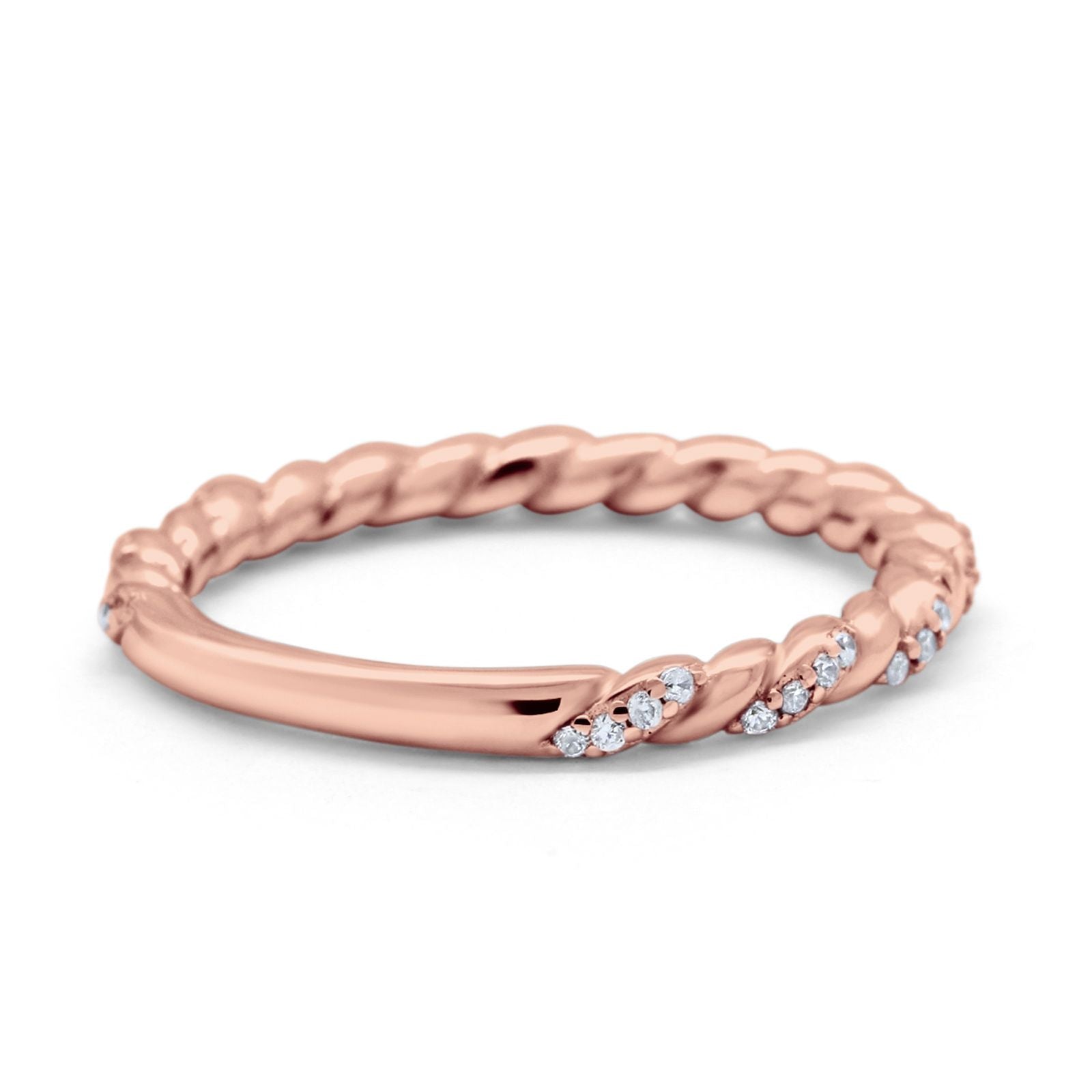 Infinity Twisted Wedding Stackable Eternity Rings Simulated CZ 925 Sterling Silver