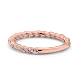 Infinity Twisted Wedding Stackable Eternity Rings Simulated CZ 925 Sterling Silver