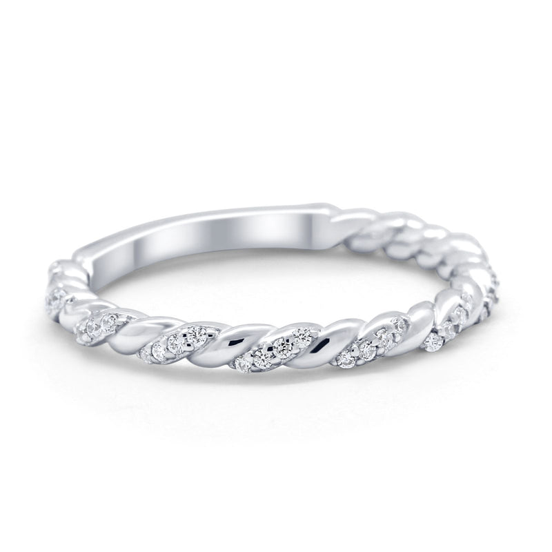 Infinity Twisted Wedding Stackable Eternity Rings Simulated CZ 925 Sterling Silver